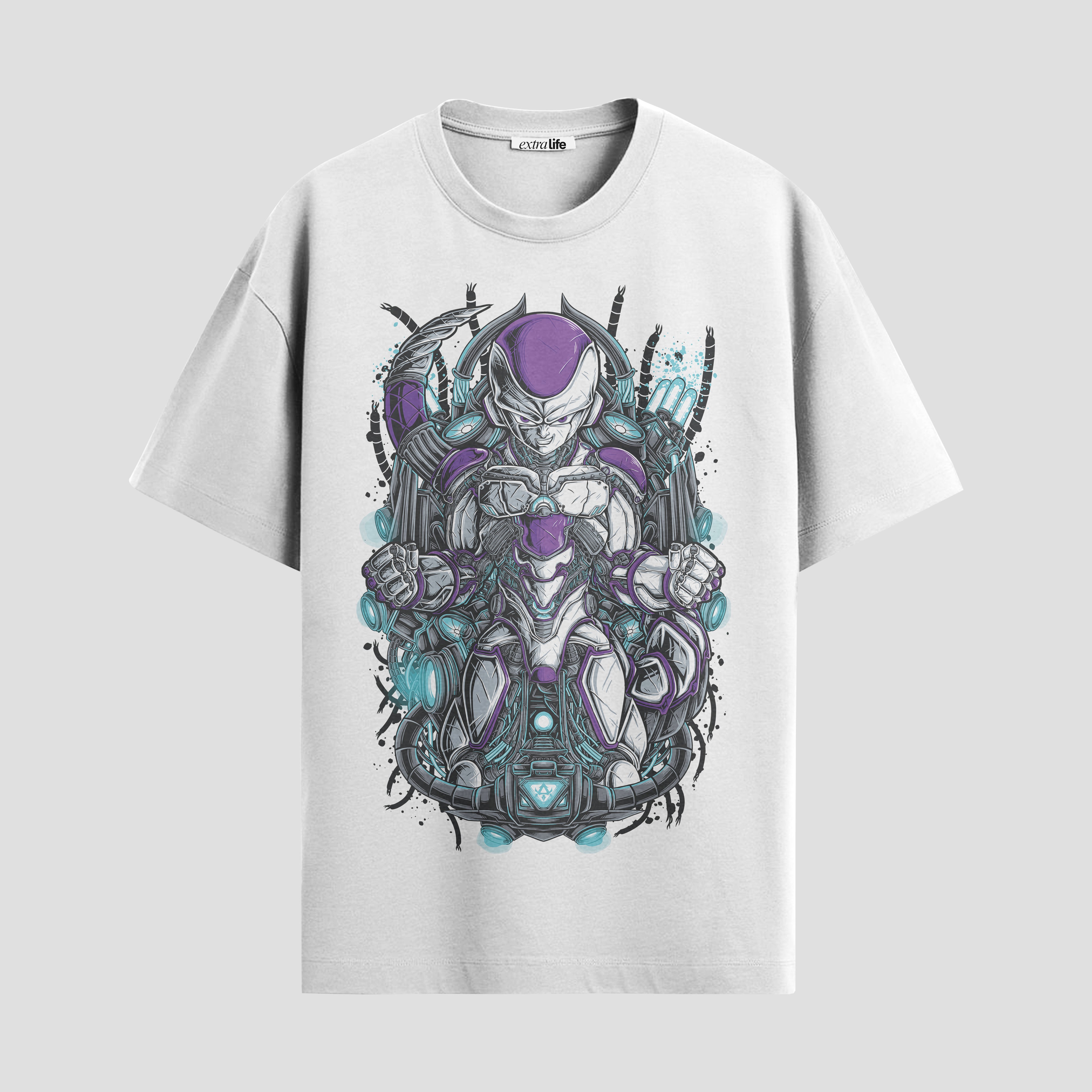 Playera urbana de anime y gaming ExtraLife MX, corte Standard Fit unisex ligero y transpirable en color Deep Black y Pure White, ropa de uso diario para gym y casual.
