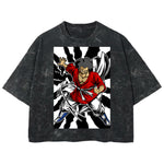 Playera streetwear premium de anime y gaming ExtraLife MX, corte boxy deluxe mineral wash heavyweight en color Acid Wash, moda urbana mexicana de culto.