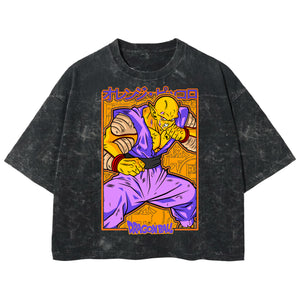 Playera streetwear premium de anime y gaming ExtraLife MX, corte boxy deluxe mineral wash heavyweight en color Acid Wash, moda urbana mexicana de culto.