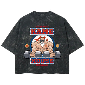 Playera streetwear premium de anime y gaming ExtraLife MX, corte boxy deluxe mineral wash heavyweight en color Acid Wash, moda urbana mexicana de culto.