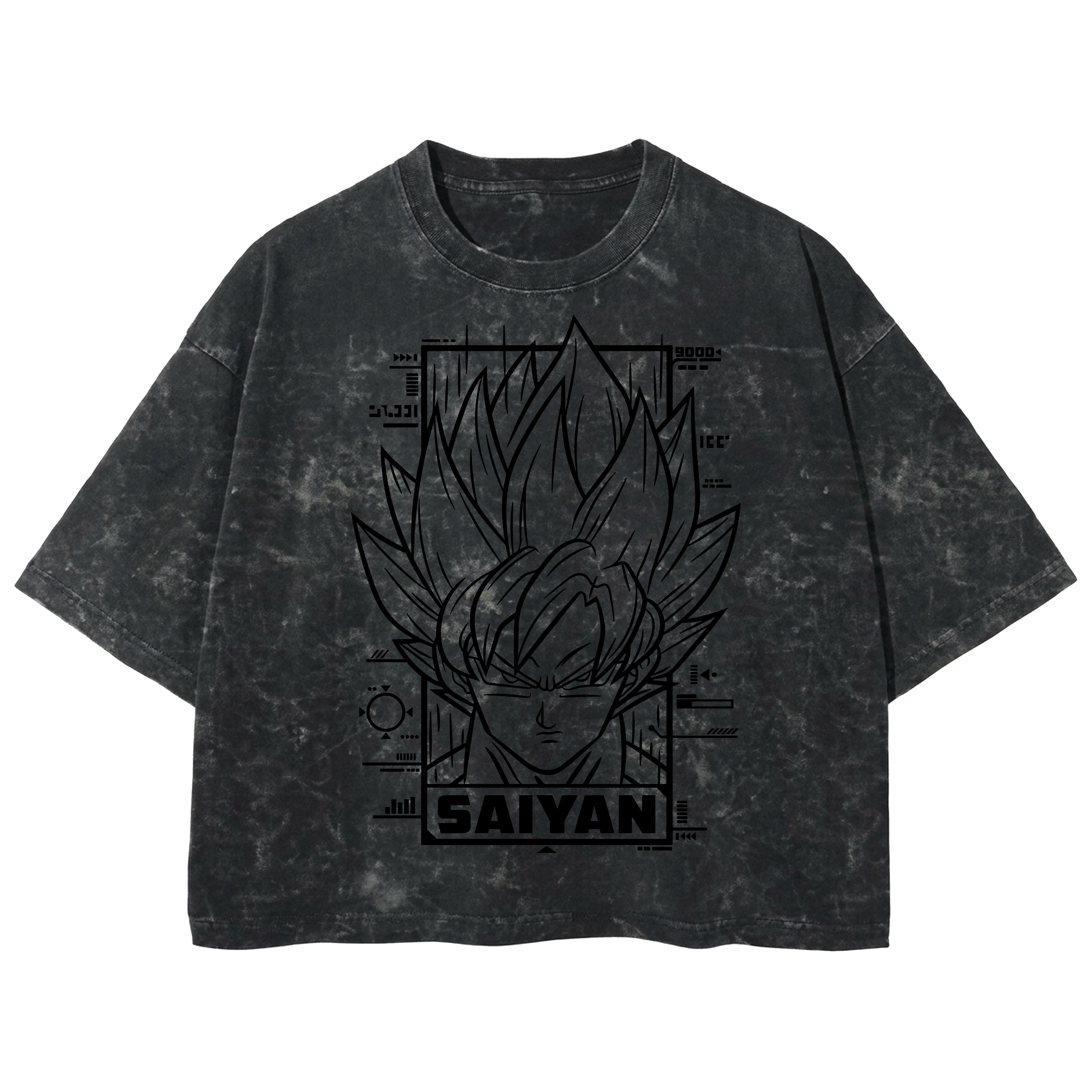 Playera streetwear premium de anime y gaming ExtraLife MX, corte boxy deluxe mineral wash heavyweight en color Acid Wash, moda urbana mexicana de culto.