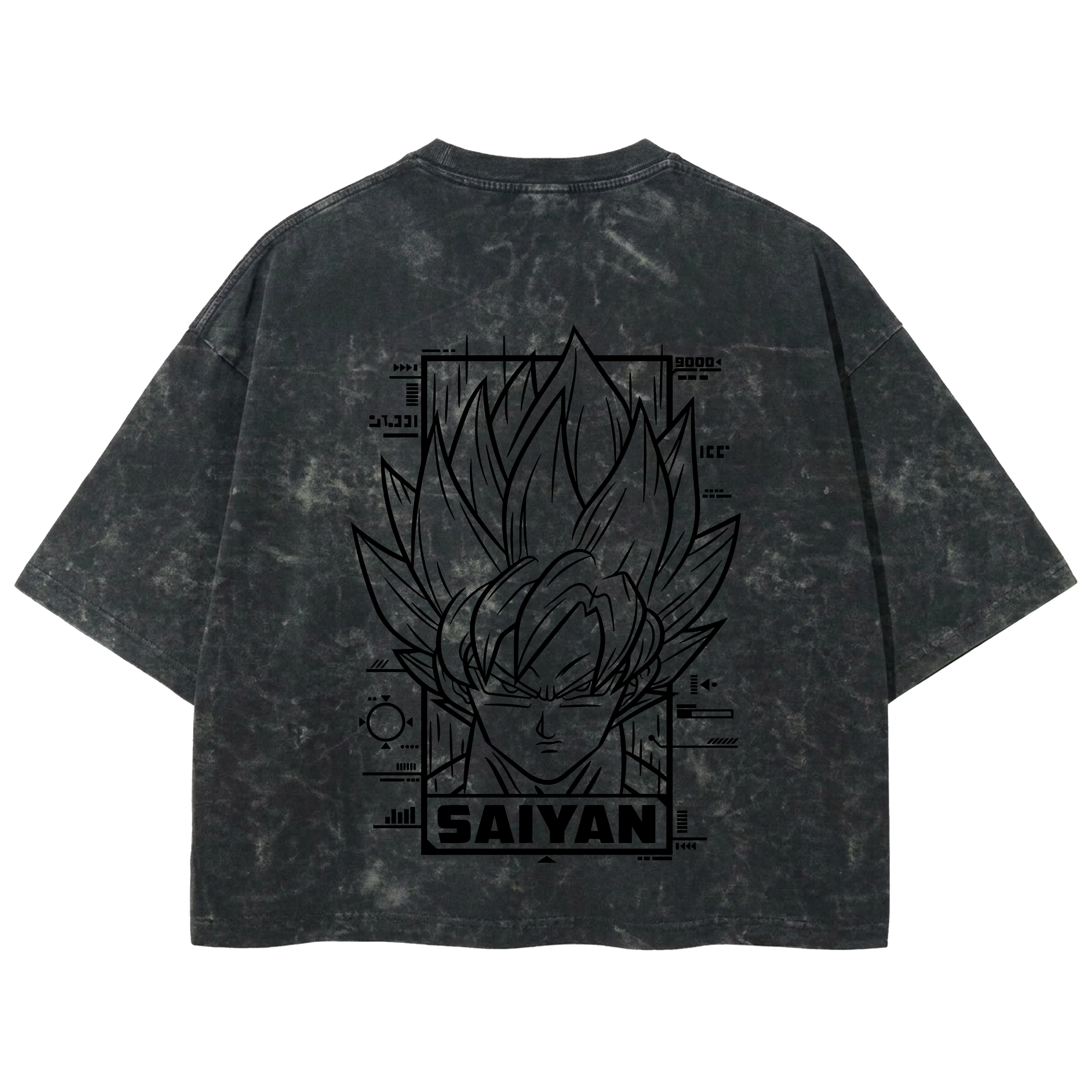 Playera streetwear premium de anime y gaming ExtraLife MX, corte boxy deluxe mineral wash heavyweight en color Acid Wash, moda urbana mexicana de culto.