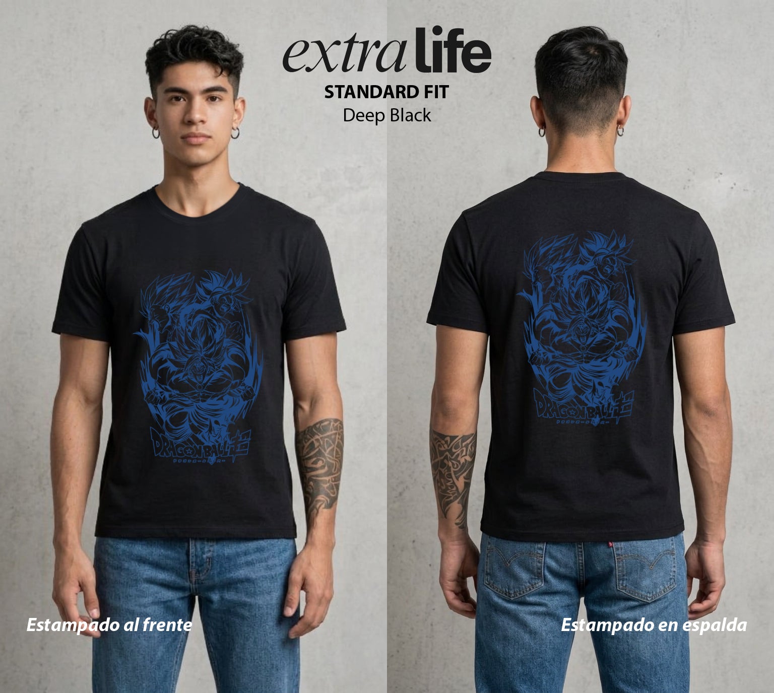 El Poder de las Esferas | La Transformacion Saiyajin #00872 - Playera Standard Fit | Deep Black - Foto en modelo