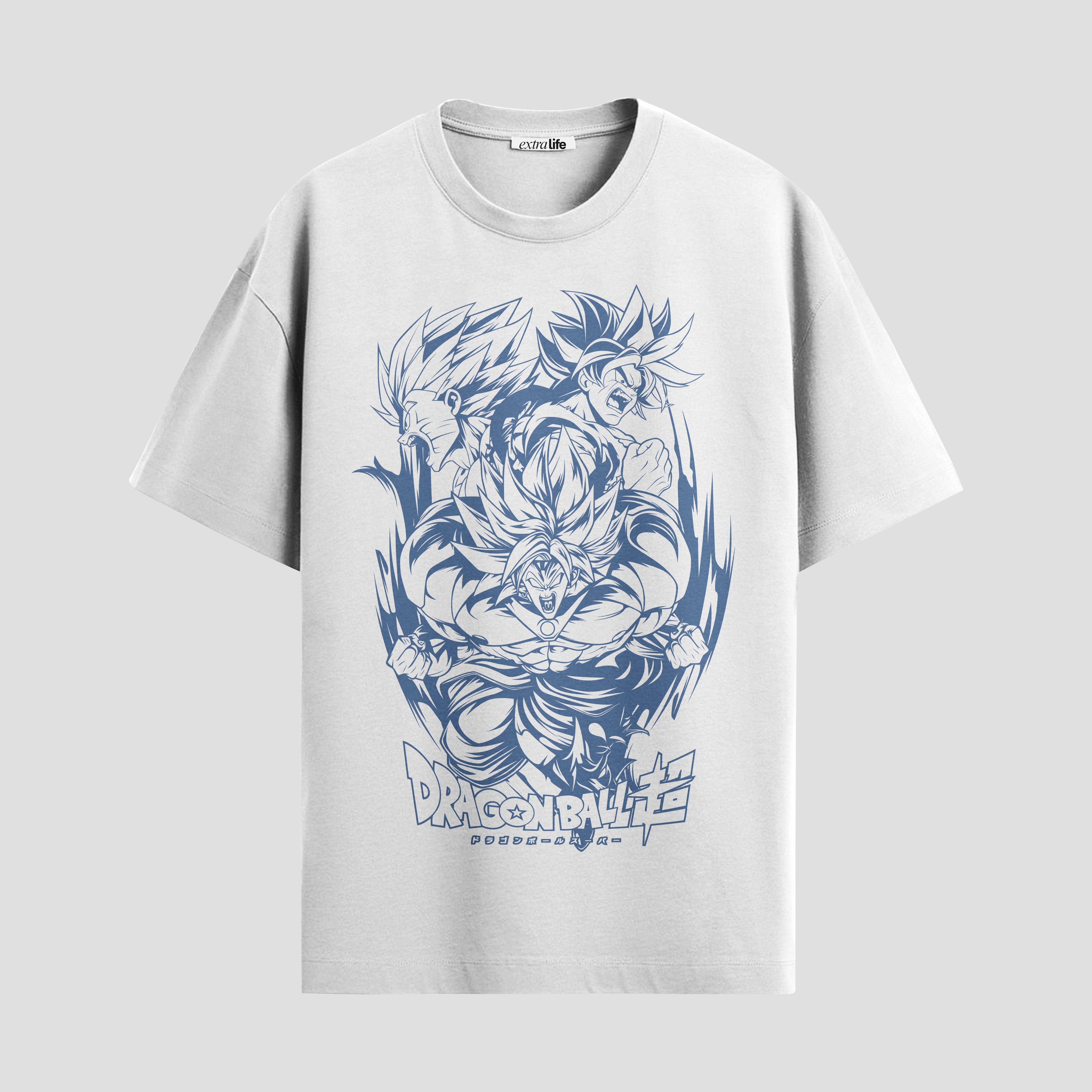 Playera urbana de anime y gaming ExtraLife MX, corte Standard Fit unisex ligero y transpirable en color Deep Black y Pure White, ropa de uso diario para gym y casual.