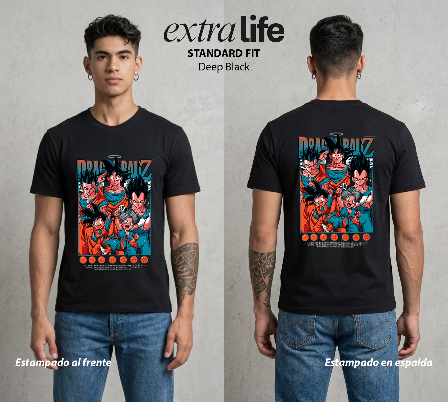 El Poder de las Esferas | Los Hijos del Universo #00874 - Playera Standard Fit | Deep Black - Foto en modelo