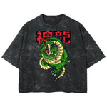 Playera streetwear premium de anime y gaming ExtraLife MX, corte boxy deluxe mineral wash heavyweight en color Acid Wash, moda urbana mexicana de culto.