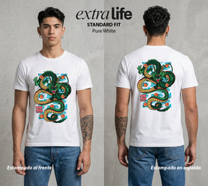 El Poder de las Esferas | El Dragon Eterno #00878 - Playera Standard Fit | Pure White - Foto en modelo