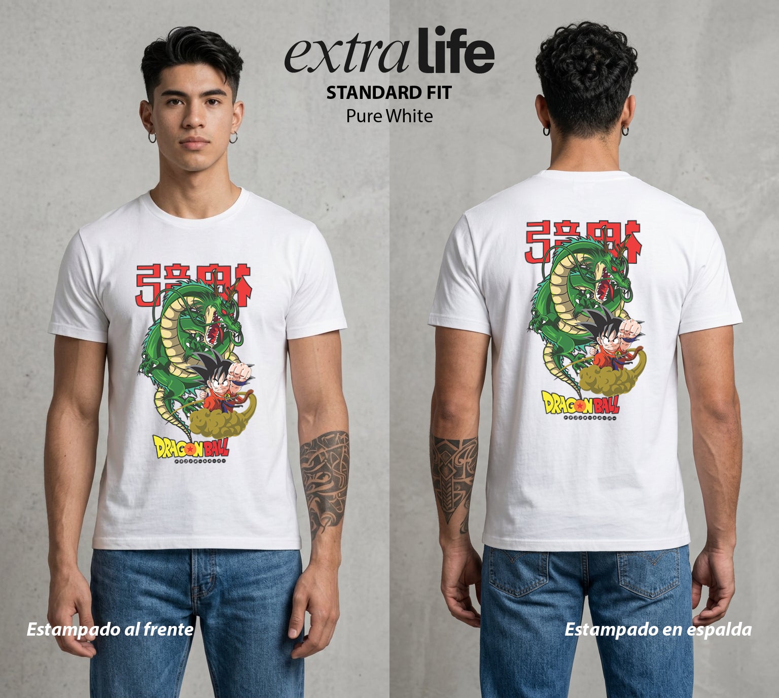 El Poder de las Esferas | Guerrero de las Estrellas #00879 - Playera Standard Fit | Pure White - Foto en modelo