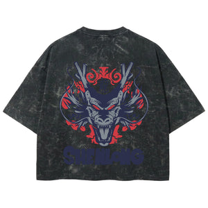 Playera streetwear premium de anime y gaming ExtraLife MX, corte boxy deluxe mineral wash heavyweight en color Acid Wash, moda urbana mexicana de culto.
