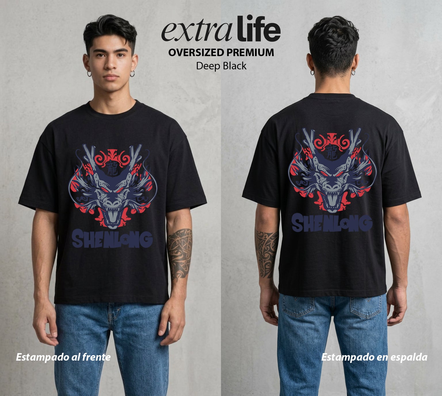 El Poder de las Esferas | El Guardián de las Esferas #00880 - Playera Oversized Premium | Deep Black - Foto en modelo