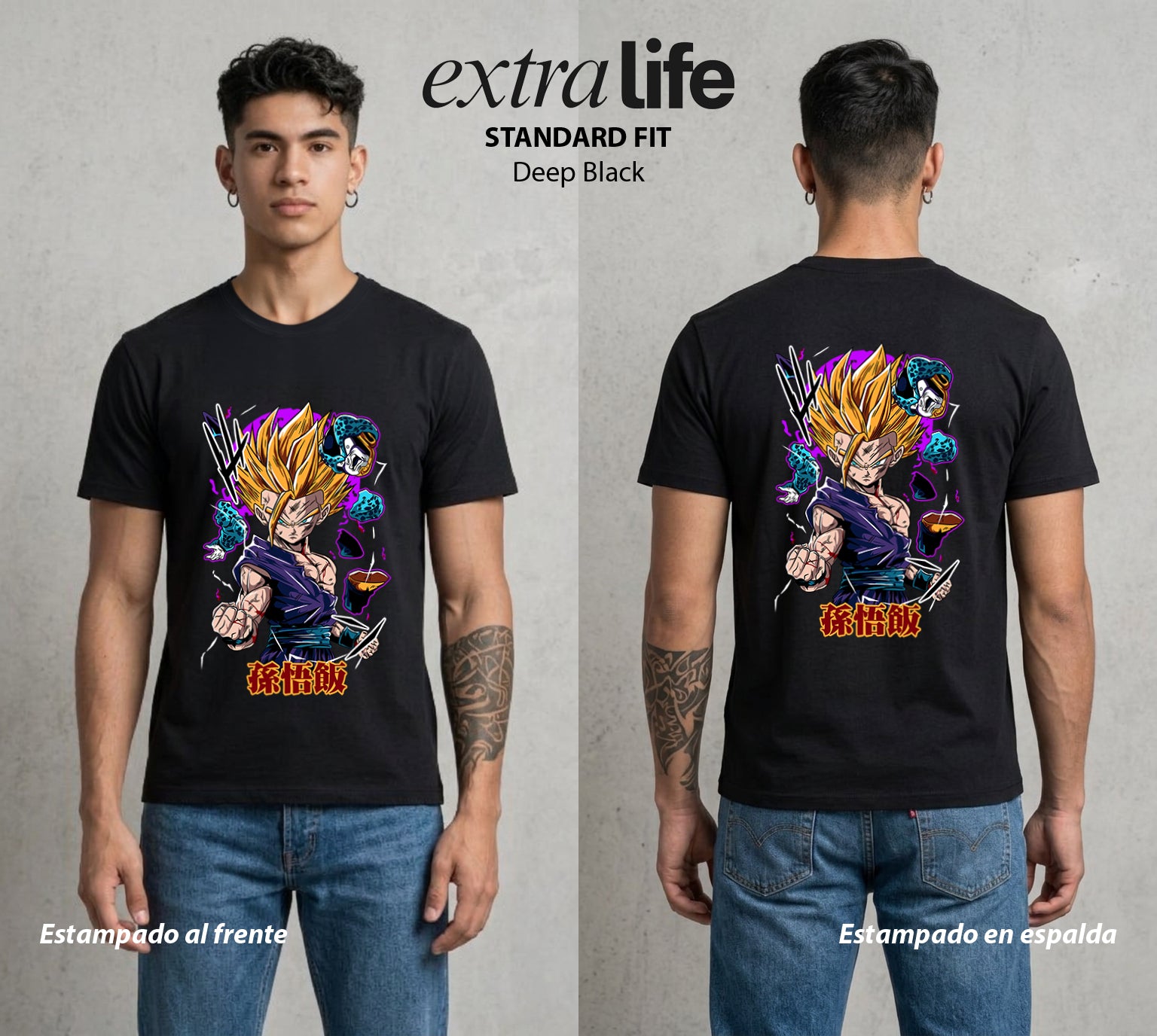 El Poder de las Esferas | El Hijo del Guerrero #00882 - Playera Standard Fit | Deep Black - Foto en modelo