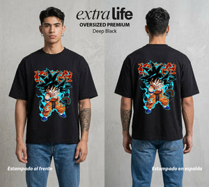El Poder de las Esferas | Guerrero de las Estrellas #00884 - Playera Oversized Premium | Deep Black - Foto en modelo
