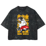 Playera streetwear premium de anime y gaming ExtraLife MX, corte boxy deluxe mineral wash heavyweight en color Acid Wash, moda urbana mexicana de culto.