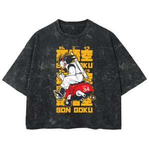 Playera streetwear premium de anime y gaming ExtraLife MX, corte boxy deluxe mineral wash heavyweight en color Acid Wash, moda urbana mexicana de culto.