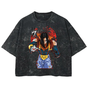 Playera streetwear premium de anime y gaming ExtraLife MX, corte boxy deluxe mineral wash heavyweight en color Acid Wash, moda urbana mexicana de culto.
