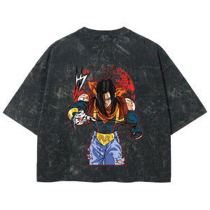 Playera streetwear premium de anime y gaming ExtraLife MX, corte boxy deluxe mineral wash heavyweight en color Acid Wash, moda urbana mexicana de culto.