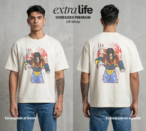 El Poder de las Esferas | El Androide Supremo #00886 - Playera Oversized Premium | Off White - Foto en modelo