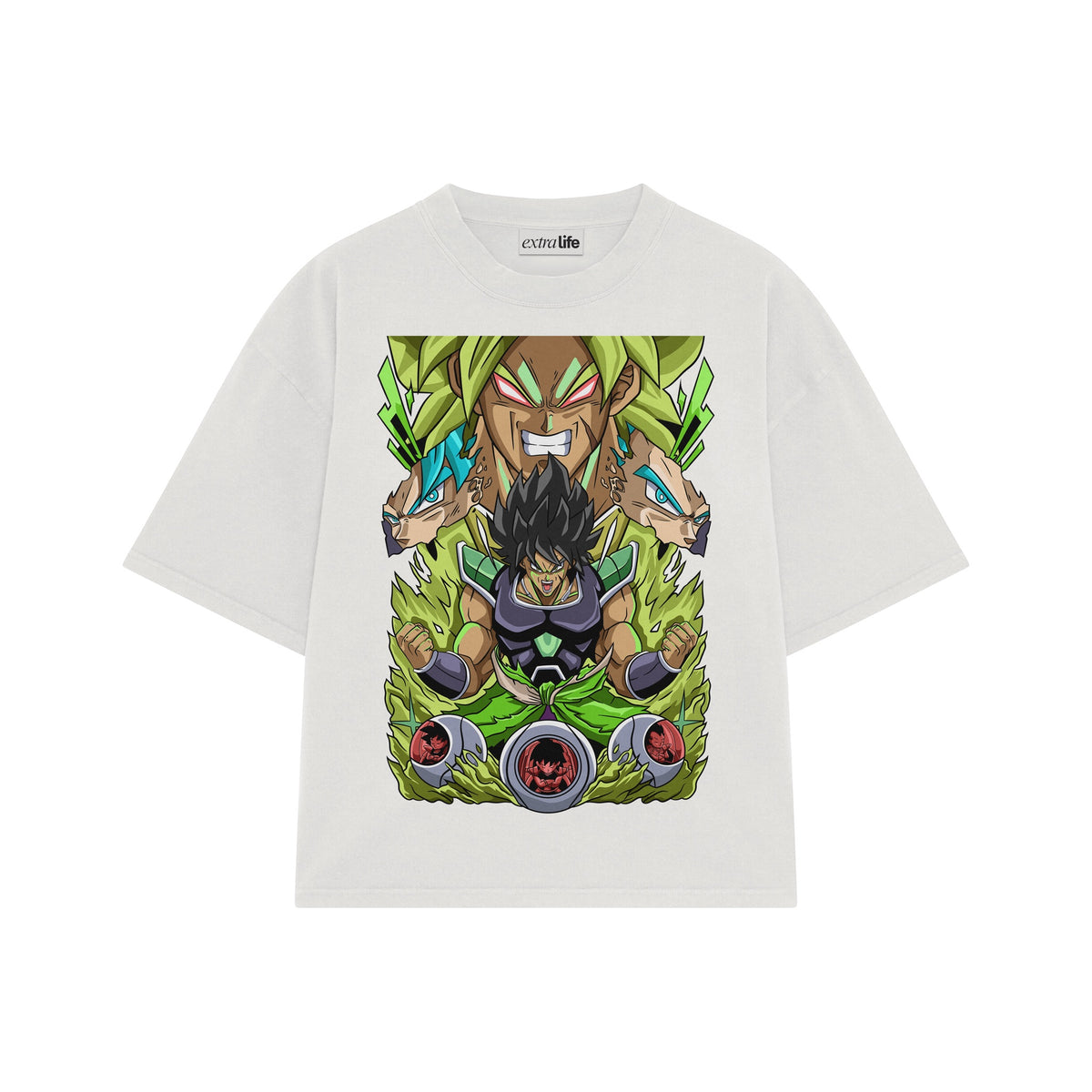 Playera streetwear premium de anime y gaming ExtraLife MX, corte oversized drop shoulder ligero y fresco en color Deep Black y Off-White, moda urbana mexicana de culto.