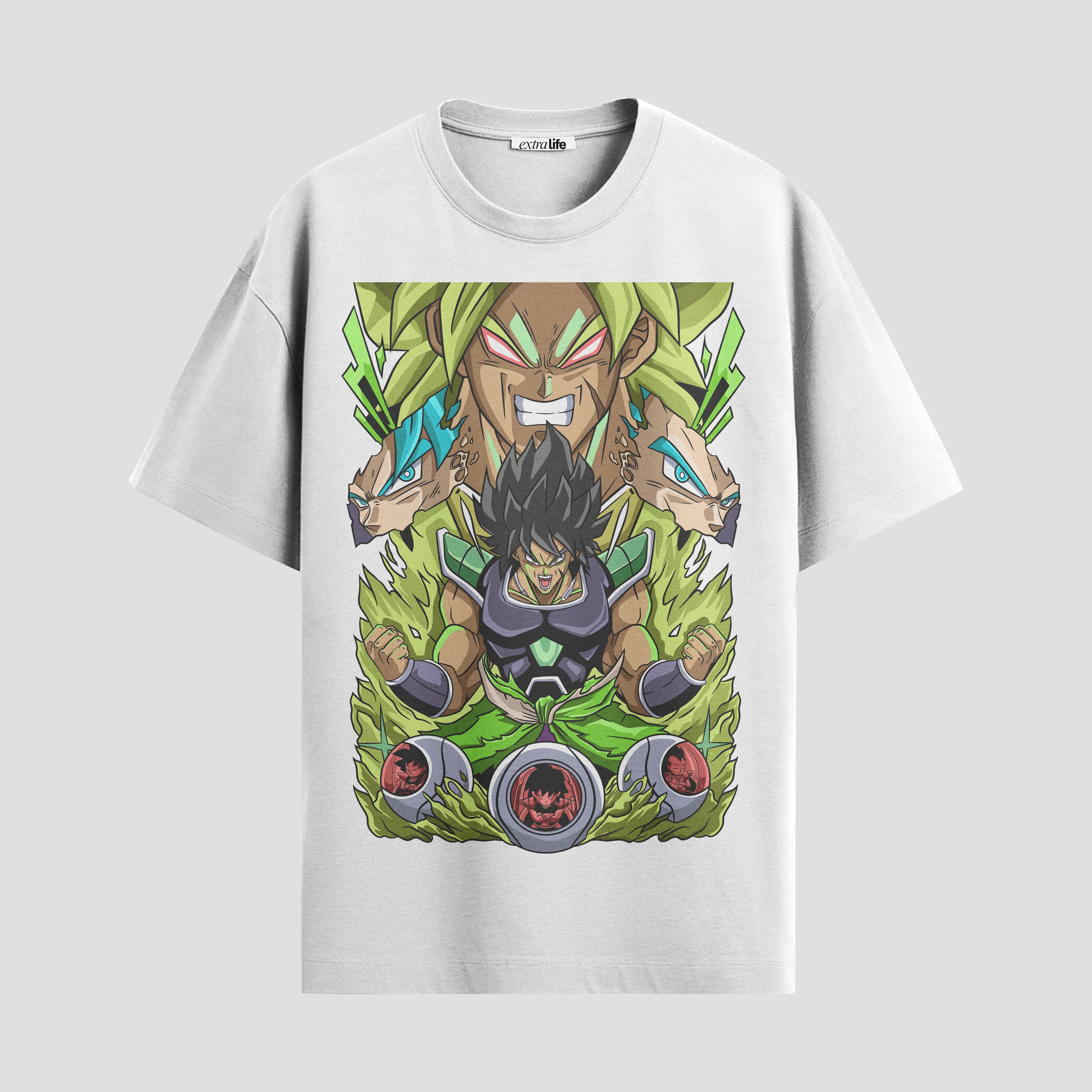 Playera urbana de anime y gaming ExtraLife MX, corte Standard Fit unisex ligero y transpirable en color Deep Black y Pure White, ropa de uso diario para gym y casual.