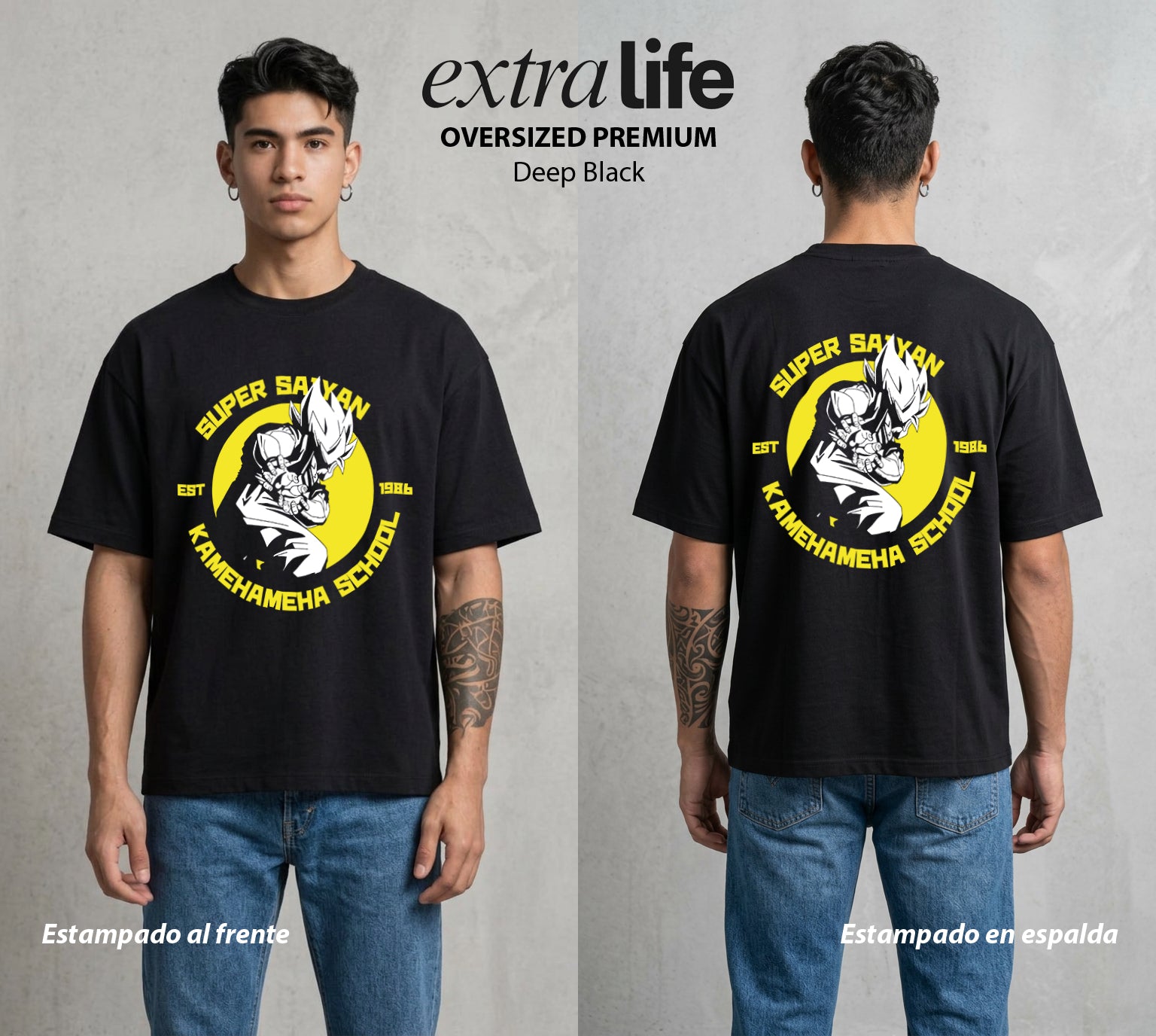 El Poder de las Esferas | La Escuela del Poder #00889 - Playera Oversized Premium | Deep Black - Foto en modelo