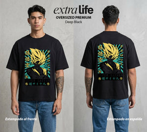 El Poder de las Esferas | La Leyenda Dorada #00890 - Playera Oversized Premium | Deep Black - Foto en modelo