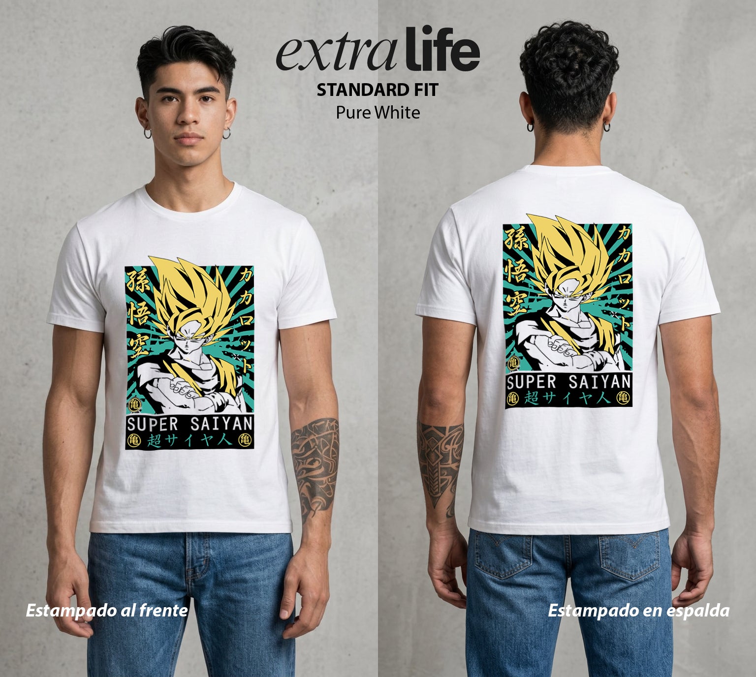 El Poder de las Esferas | La Leyenda Dorada #00890 - Playera Standard Fit | Pure White - Foto en modelo