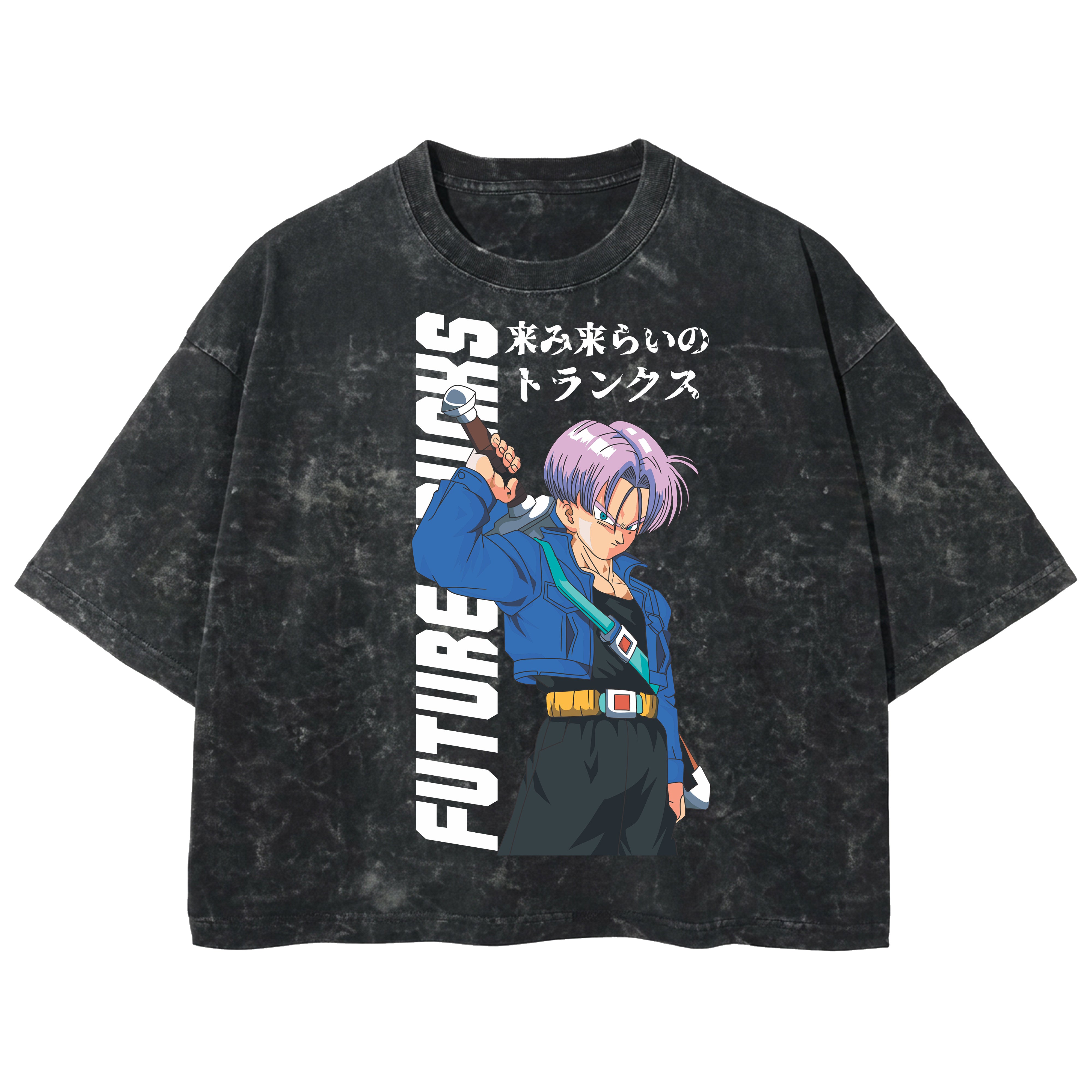 Playera streetwear premium de anime y gaming ExtraLife MX, corte boxy deluxe mineral wash heavyweight en color Acid Wash, moda urbana mexicana de culto.