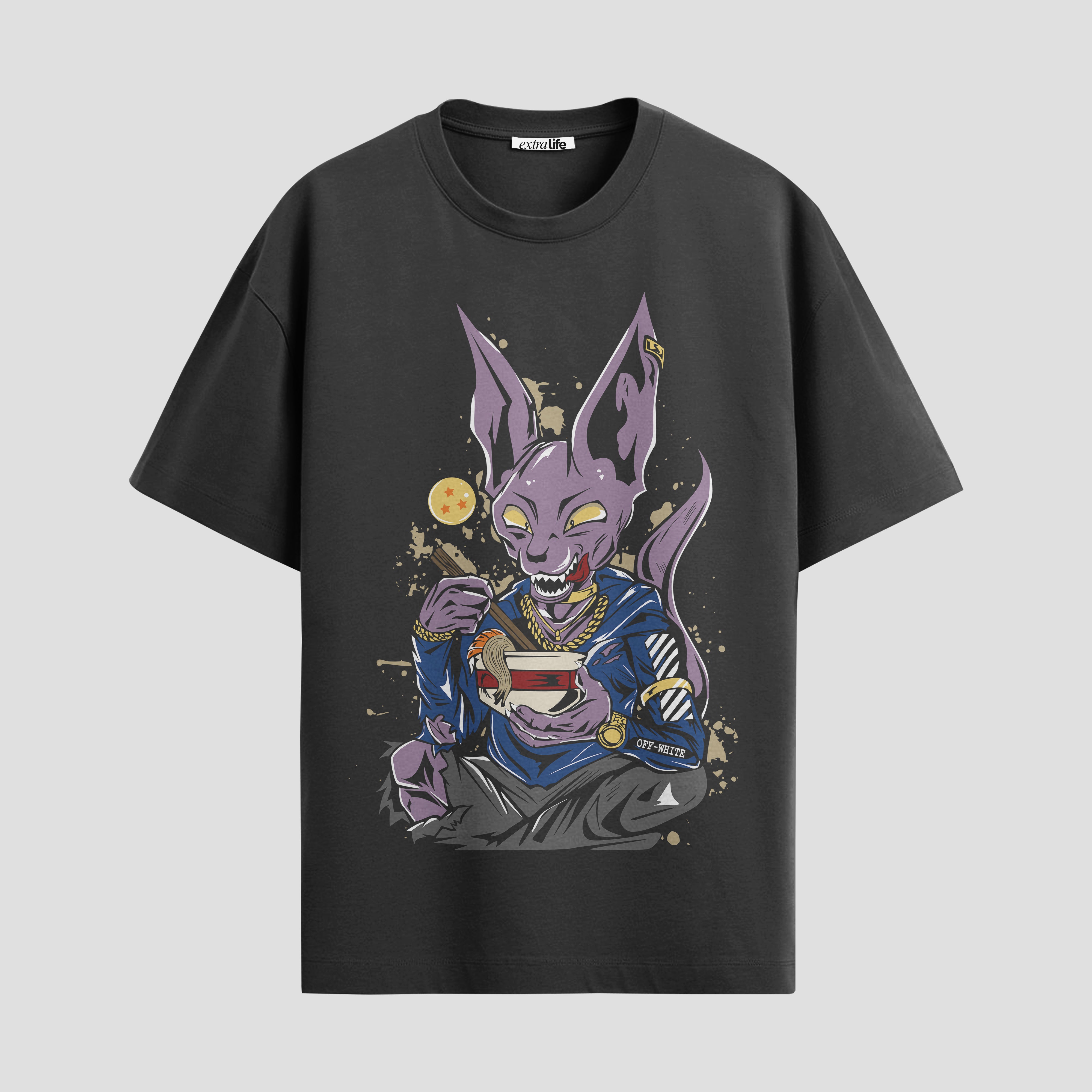 Playera urbana de anime y gaming ExtraLife MX, corte Standard Fit unisex ligero y transpirable en color Deep Black y Pure White, ropa de uso diario para gym y casual.