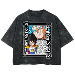 Playera streetwear premium de anime y gaming ExtraLife MX, corte boxy deluxe mineral wash heavyweight en color Acid Wash, moda urbana mexicana de culto.