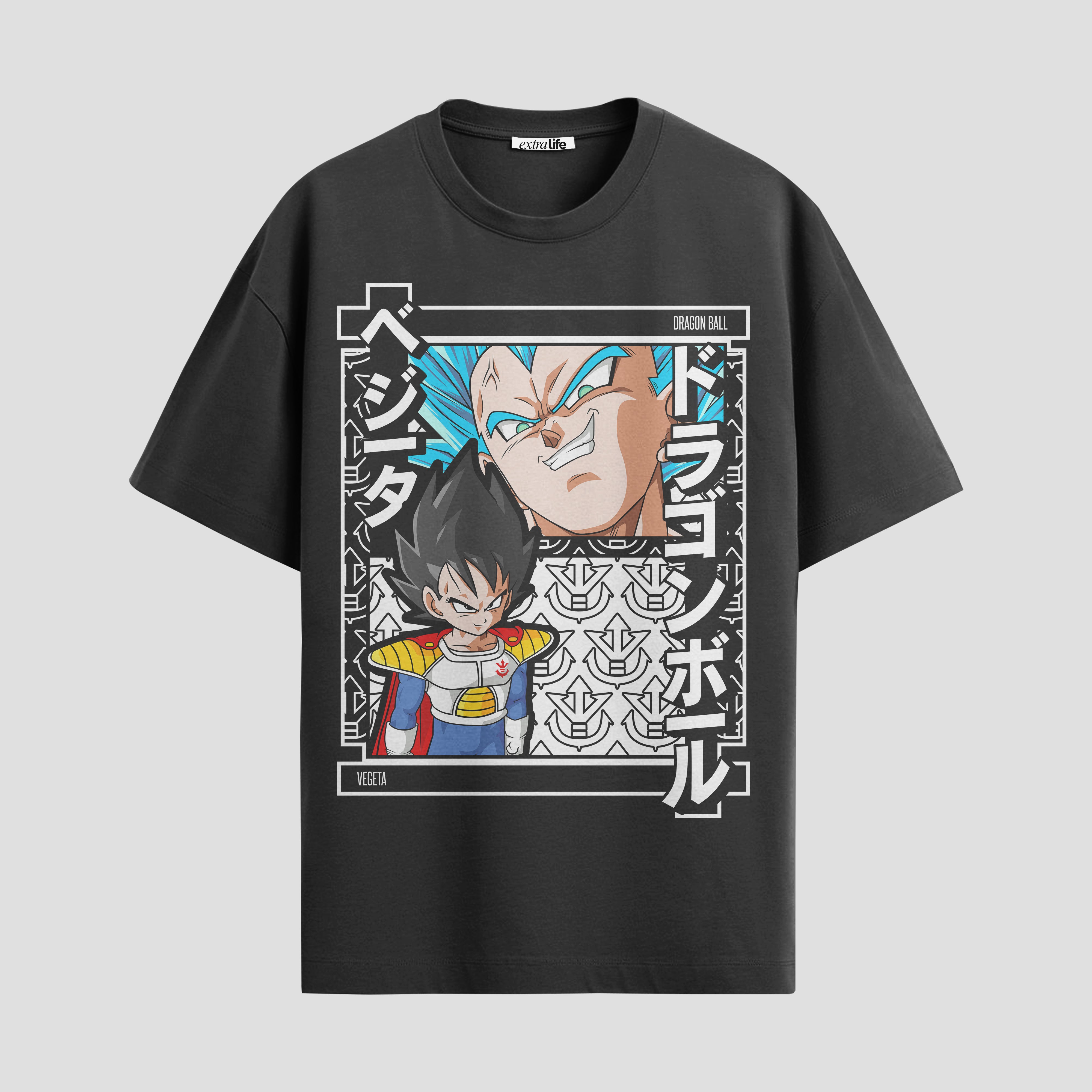 Playera urbana de anime y gaming ExtraLife MX, corte Standard Fit unisex ligero y transpirable en color Deep Black y Pure White, ropa de uso diario para gym y casual.