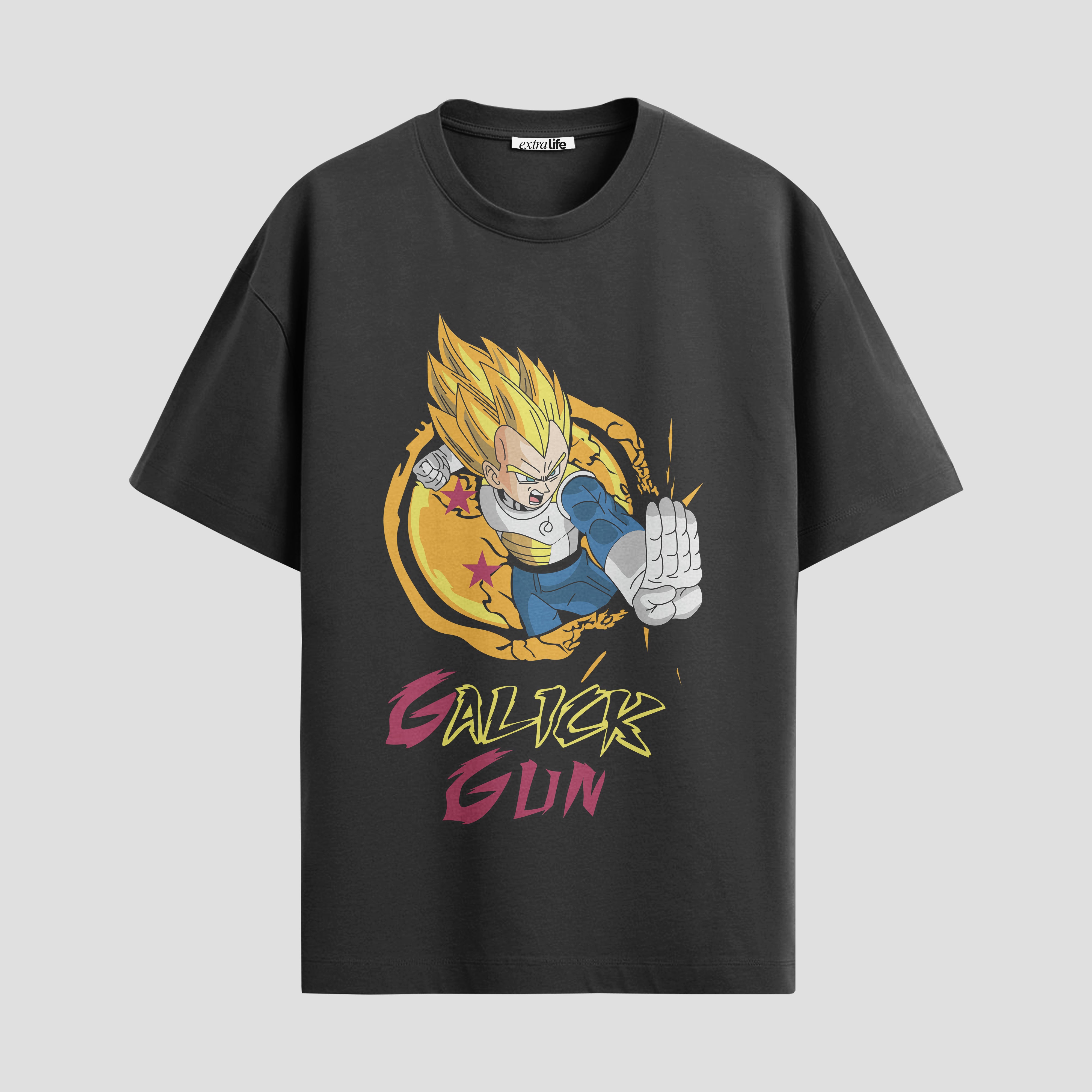 Playera urbana de anime y gaming ExtraLife MX, corte Standard Fit unisex ligero y transpirable en color Deep Black y Pure White, ropa de uso diario para gym y casual.