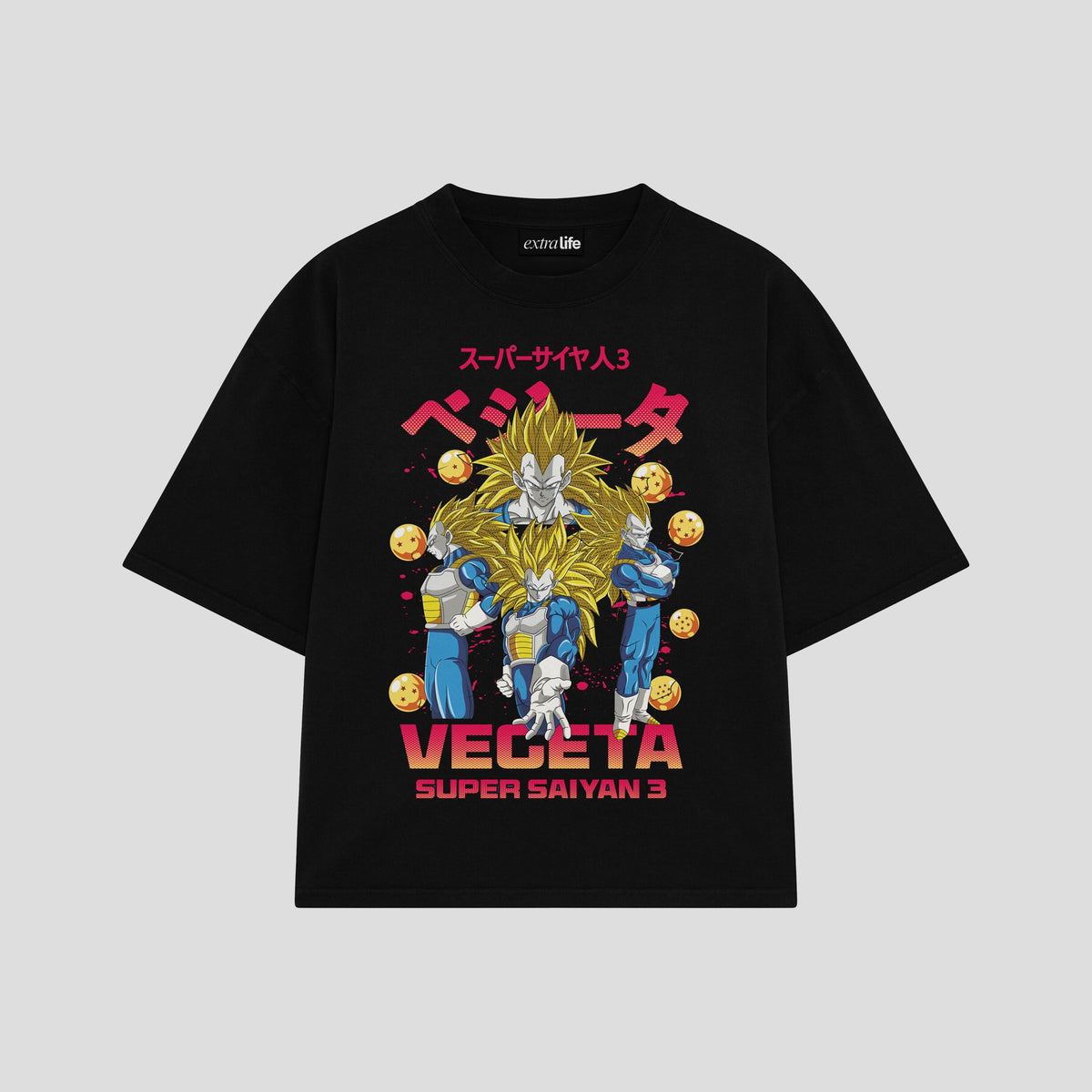 Playera streetwear premium de anime y gaming ExtraLife MX, corte oversized drop shoulder ligero y fresco en color Deep Black y Off-White, moda urbana mexicana de culto.