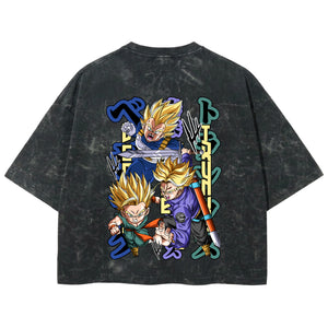 Playera streetwear premium de anime y gaming ExtraLife MX, corte boxy deluxe mineral wash heavyweight en color Acid Wash, moda urbana mexicana de culto.
