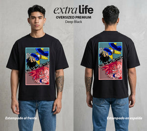 El Poder de las Esferas | Guerrero de las Estrellas #00912 - Playera Oversized Premium | Deep Black - Foto en modelo