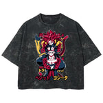 Playera streetwear premium de anime y gaming ExtraLife MX, corte boxy deluxe mineral wash heavyweight en color Acid Wash, moda urbana mexicana de culto.