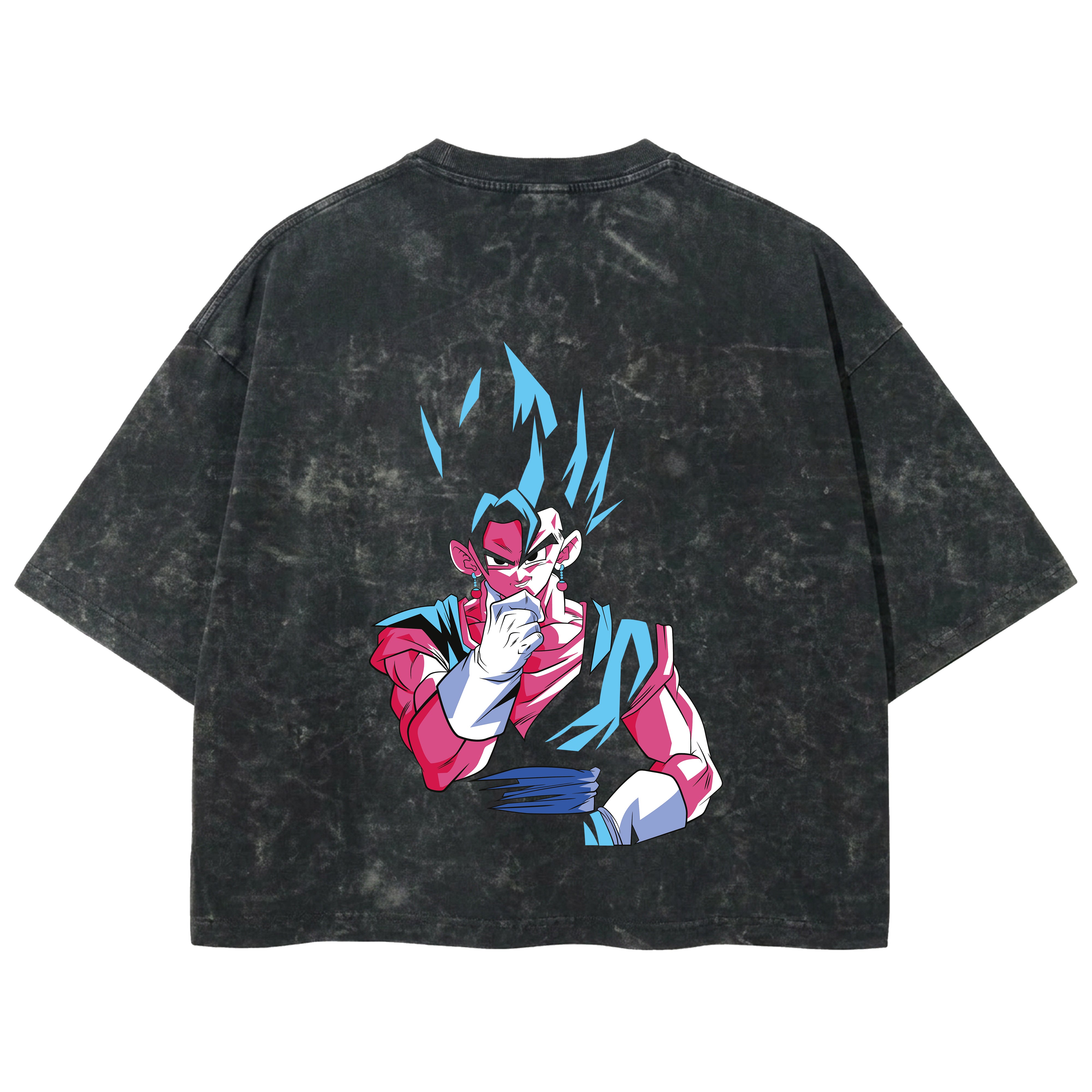 Playera streetwear premium de anime y gaming ExtraLife MX, corte boxy deluxe mineral wash heavyweight en color Acid Wash, moda urbana mexicana de culto.