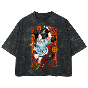 Playera streetwear premium de anime y gaming ExtraLife MX, corte boxy deluxe mineral wash heavyweight en color Acid Wash, moda urbana mexicana de culto.