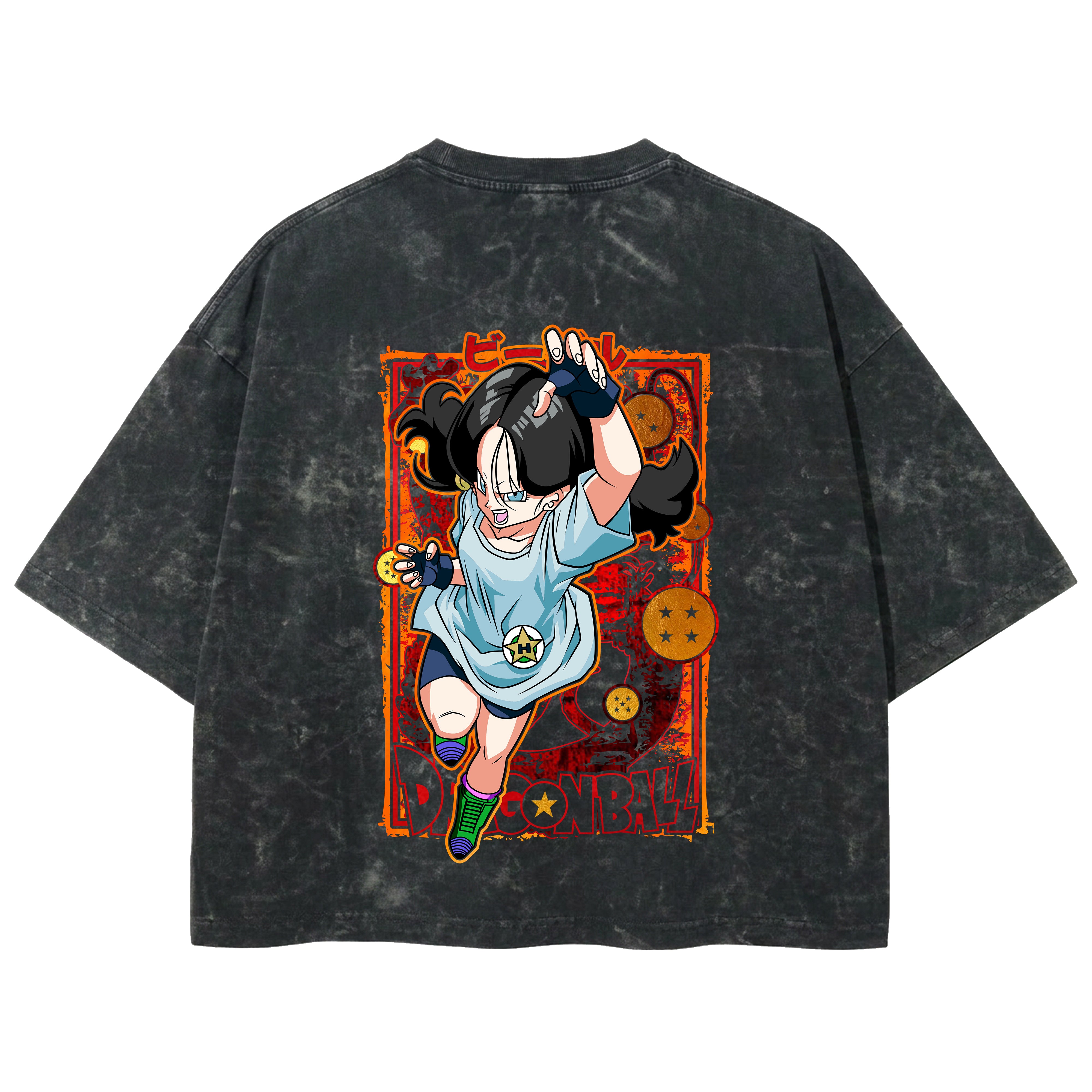 Playera streetwear premium de anime y gaming ExtraLife MX, corte boxy deluxe mineral wash heavyweight en color Acid Wash, moda urbana mexicana de culto.