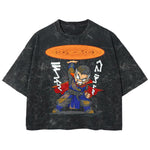 Playera streetwear premium de anime y gaming ExtraLife MX, corte boxy deluxe mineral wash heavyweight en color Acid Wash, moda urbana mexicana de culto.