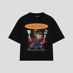 Playera streetwear premium de anime y gaming ExtraLife MX, corte oversized drop shoulder ligero y fresco en color Deep Black y Off-White, moda urbana mexicana de culto.