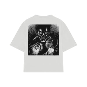 Playera streetwear premium de anime y gaming ExtraLife MX, corte oversized drop shoulder ligero y fresco en color Deep Black y Off-White, moda urbana mexicana de culto.