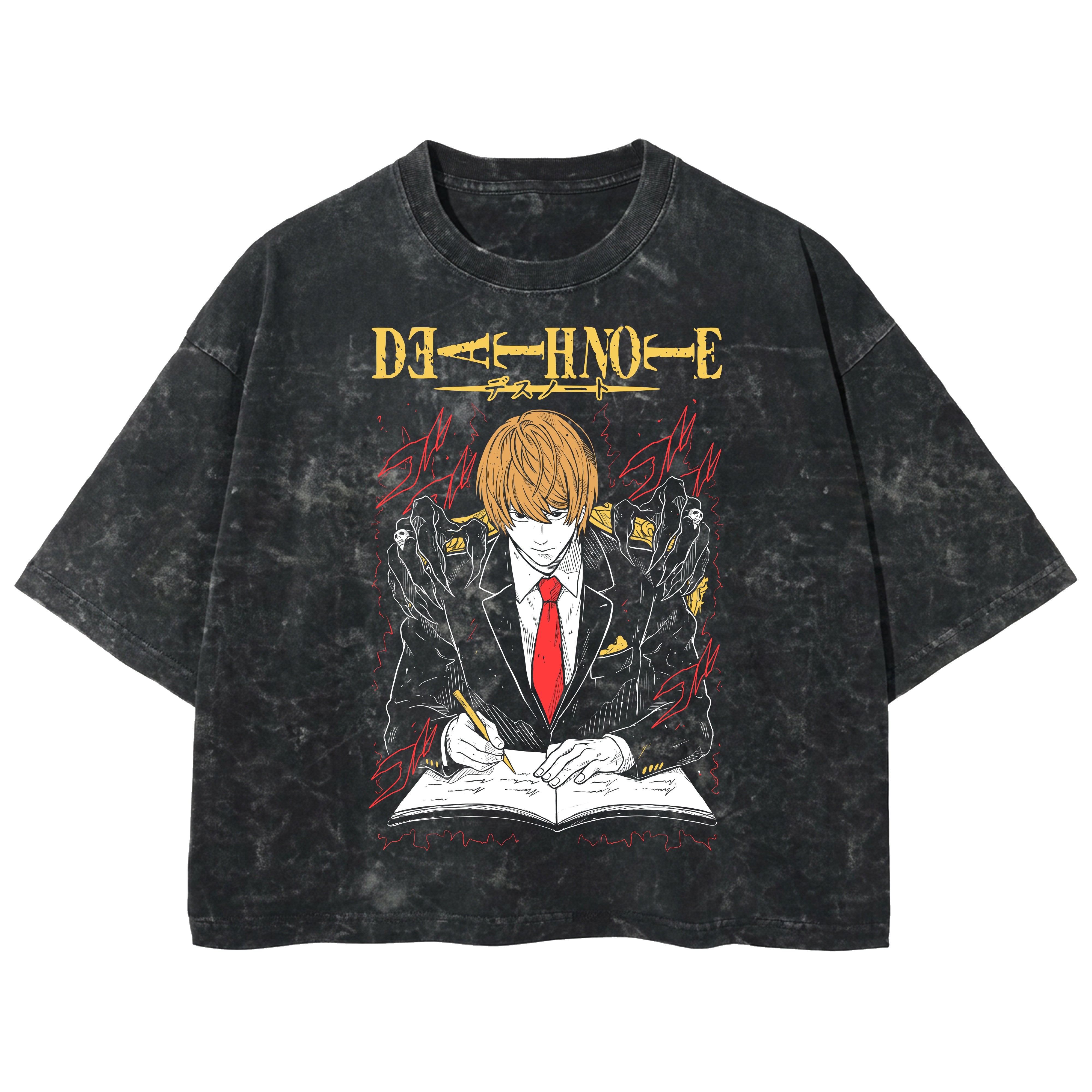 Playera streetwear premium de anime y gaming ExtraLife MX, corte boxy deluxe mineral wash heavyweight en color Acid Wash, moda urbana mexicana de culto.
