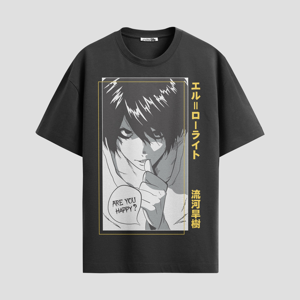 Playera urbana de anime y gaming ExtraLife MX, corte Classic Premium unisex ligero y transpirable en color Deep Black y Pure White, ropa de uso diario para gym y casual.
