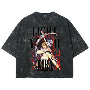 Playera streetwear premium de anime y gaming ExtraLife MX, corte boxy deluxe mineral wash heavyweight en color Acid Wash, moda urbana mexicana de culto.