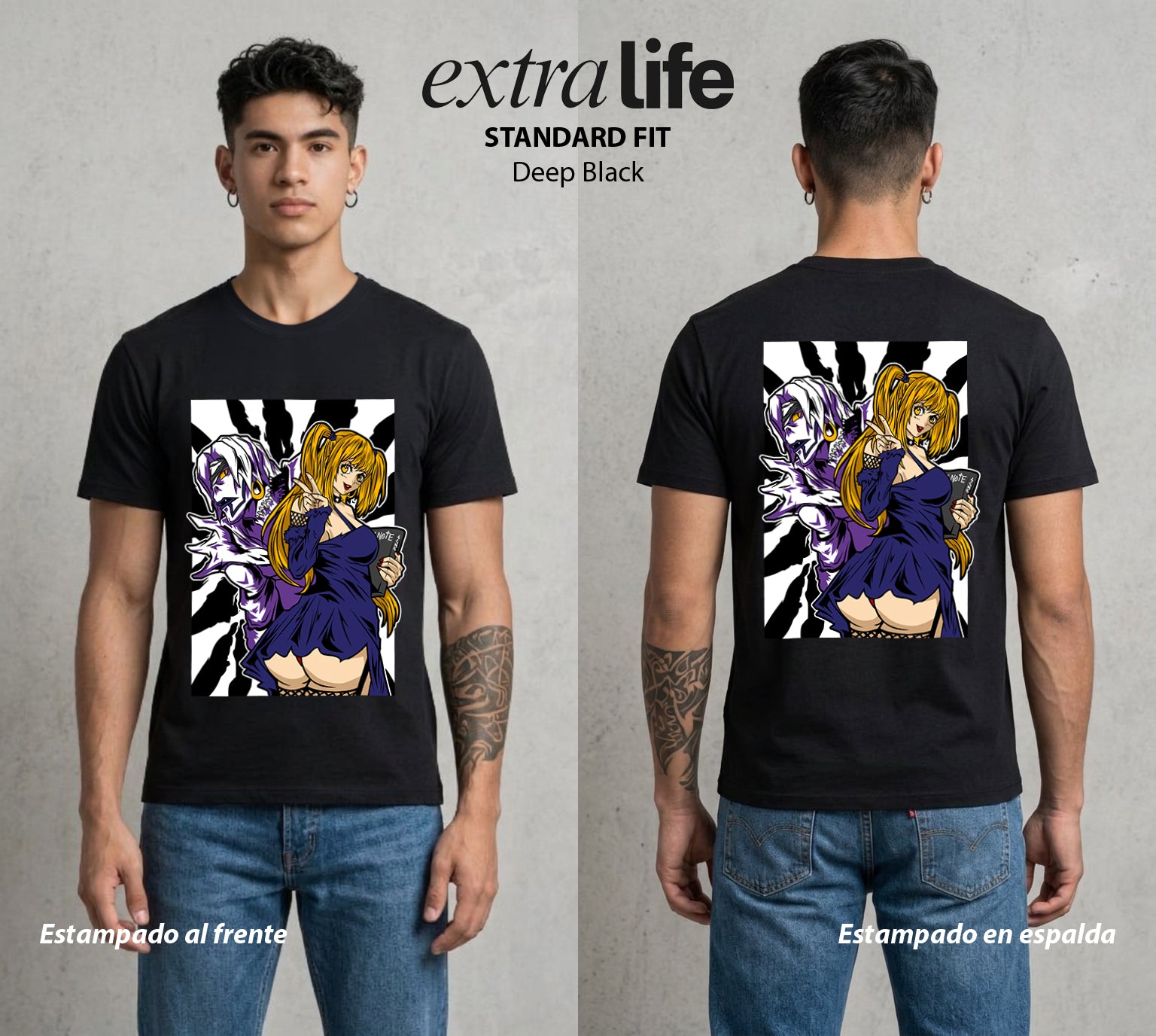 El Cuaderno del Juicio | Death Note Misa Amane #00938 - Playera Standard Fit | Deep Black - Foto en modelo