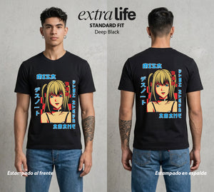 El Cuaderno del Juicio | Death Note Misa Amane #00939 - Playera Standard Fit | Deep Black - Foto en modelo