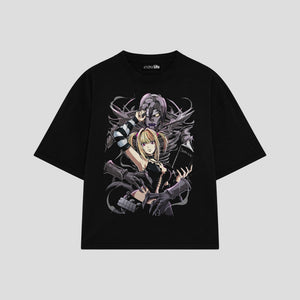 Playera streetwear premium de anime y gaming ExtraLife MX, corte oversized drop shoulder ligero y fresco en color Deep Black y Off-White, moda urbana mexicana de culto.