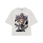 Playera streetwear premium de anime y gaming ExtraLife MX, corte oversized drop shoulder ligero y fresco en color Deep Black y Off-White, moda urbana mexicana de culto.