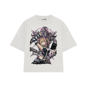 Playera streetwear premium de anime y gaming ExtraLife MX, corte oversized drop shoulder ligero y fresco en color Deep Black y Off-White, moda urbana mexicana de culto.
