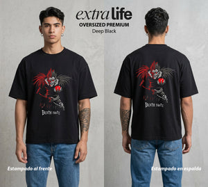El Cuaderno del Juicio | El Shinigami del Otro Mundo #00944 - Playera Oversized Premium | Deep Black - Foto en modelo